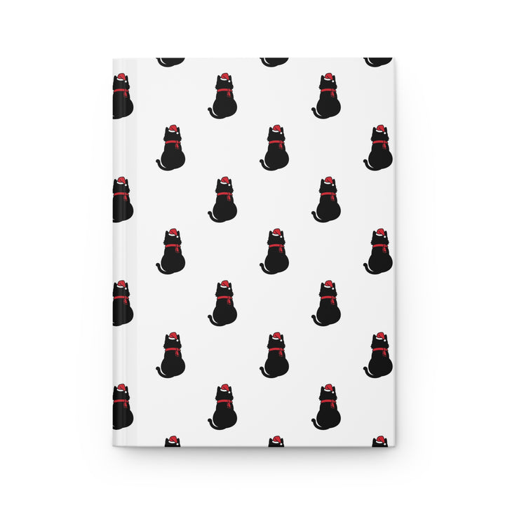 Black Cat in A Santa Hat Hardcover Journal