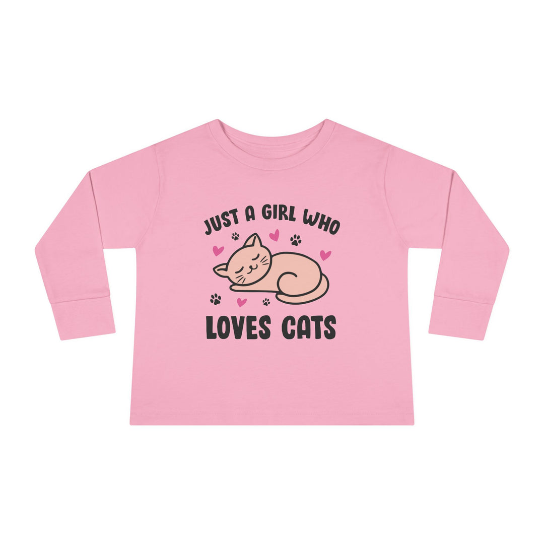 Girl Who Loves Cats Toddler Long Sleeve Tee