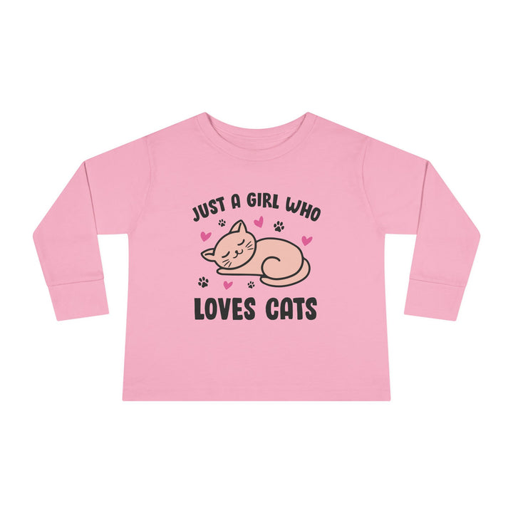 Girl Who Loves Cats Toddler Long Sleeve Tee