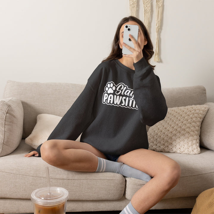 Stay Pawsitive Unisex Crewneck Sweatshirt