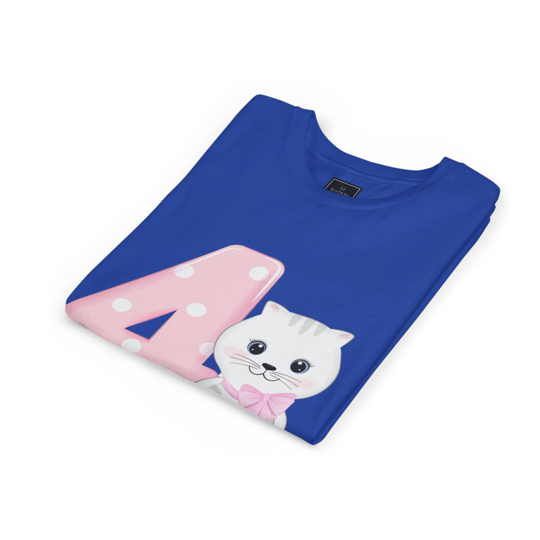 Happy 4th Birthday Cat Youth Short Sleeve Tee