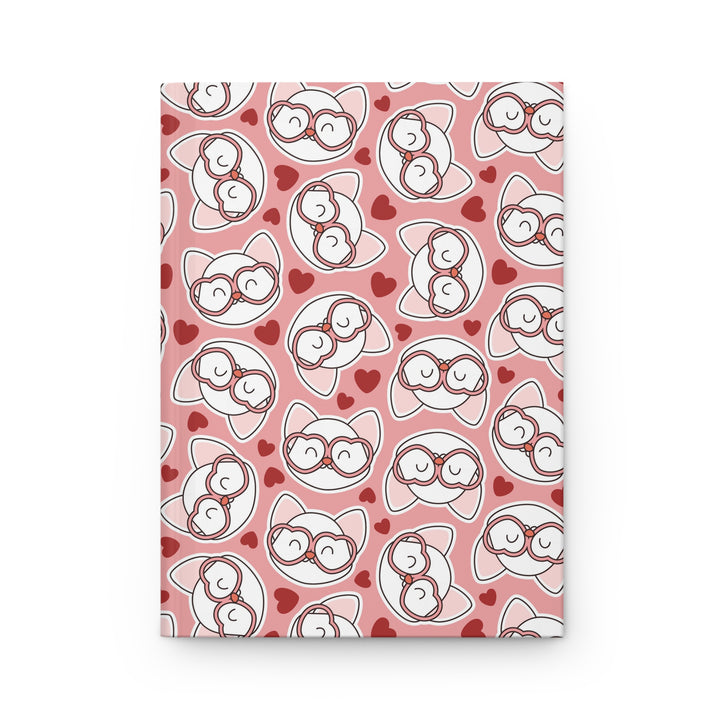 Cat in Heart Glasses Hardcover Journal