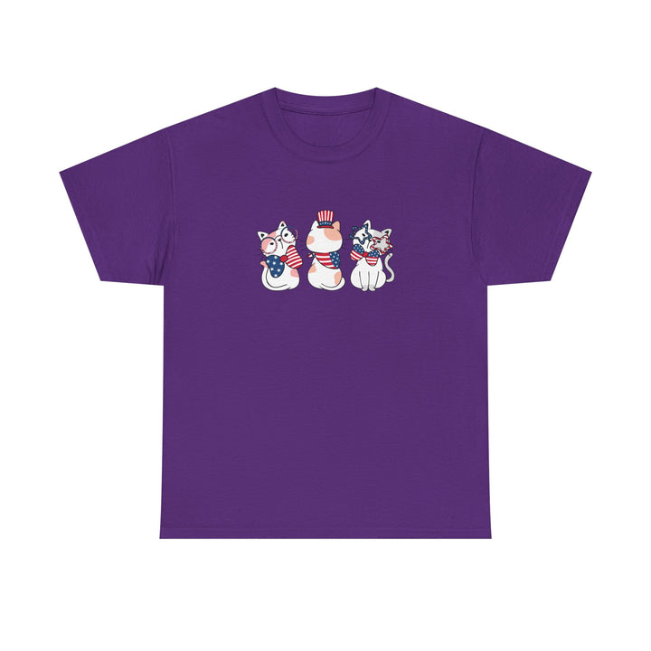 Flag Waving Cats Cotton Tee