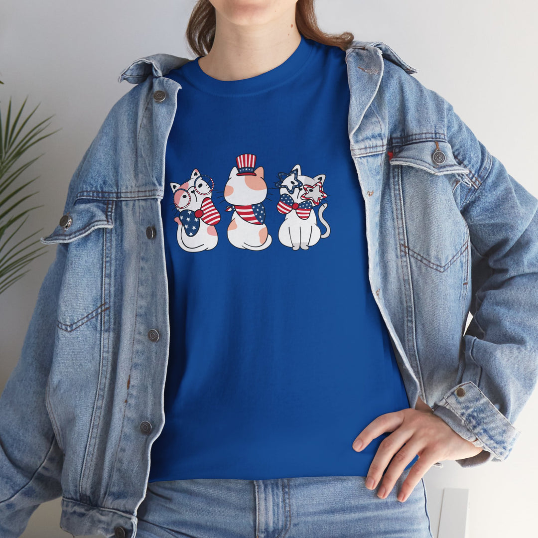 Flag Waving Cats Cotton Tee