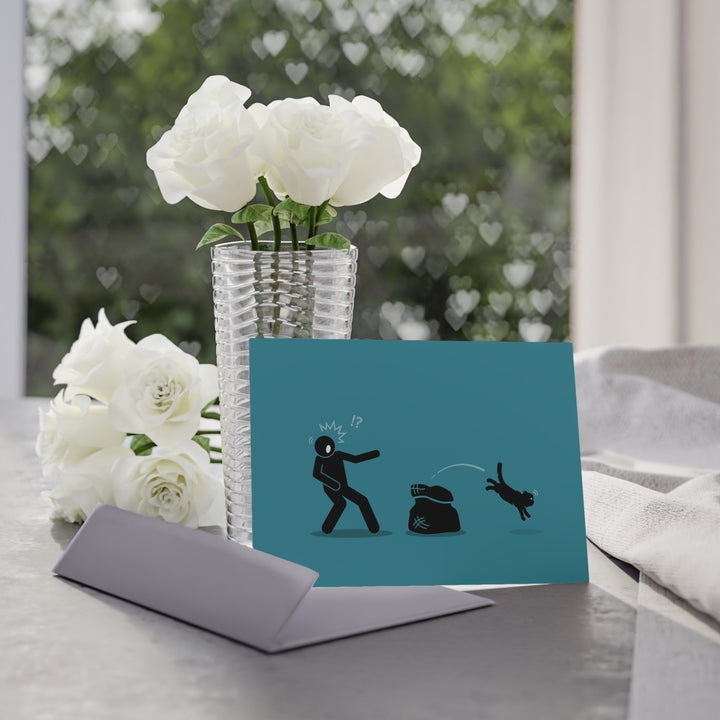 Cat Out Of The Bag Greeting Card