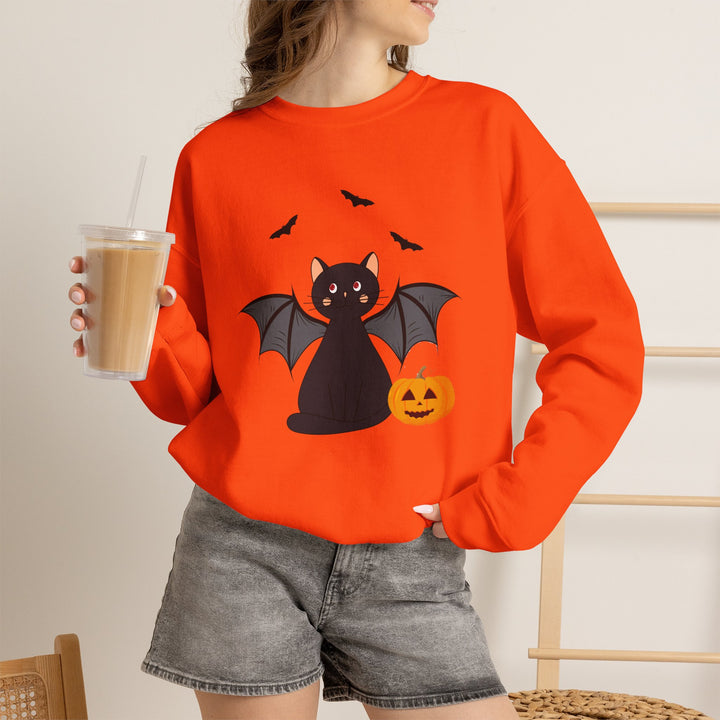 Bat Cat Halloween Crewneck Sweatshirt
