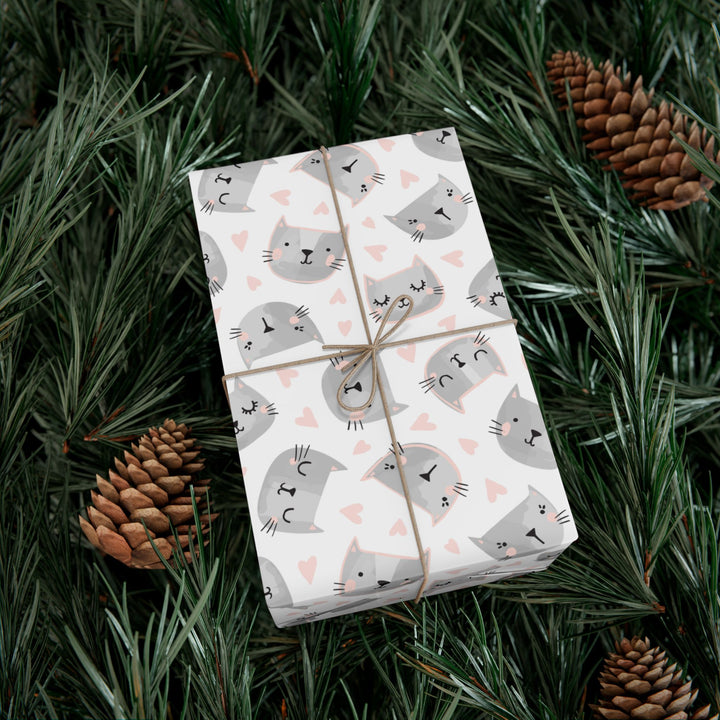 Sweet Gray Kitty Gift Wrap
