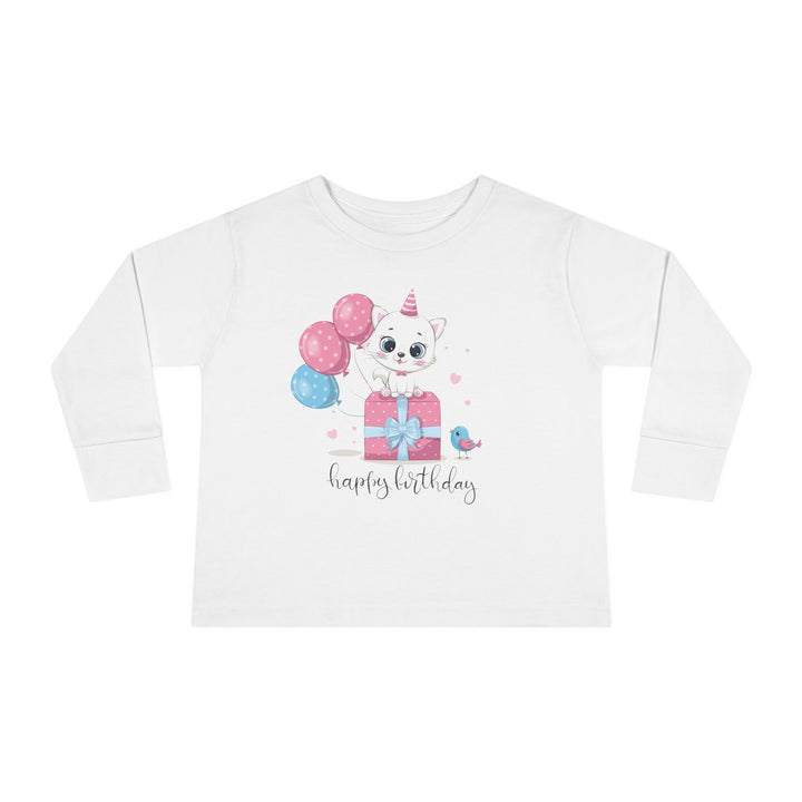 Happy Birthday Kitty Toddler Long Sleeve Tee