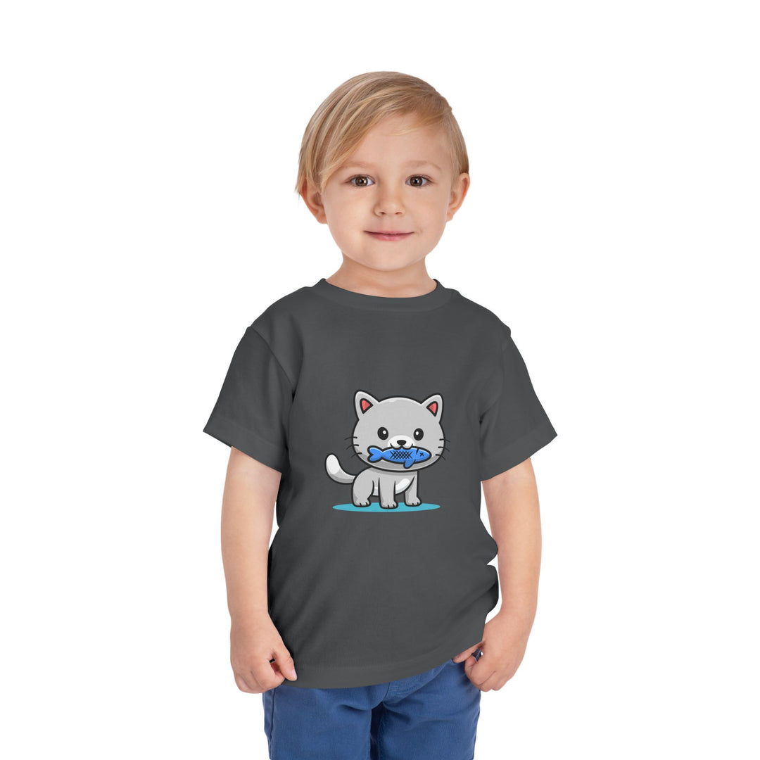 Cat Eating A Fish Toddler Tee