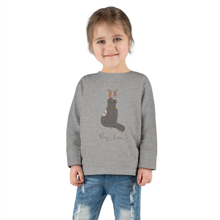 Bright Christmas Cat Toddler Long Sleeve Tee