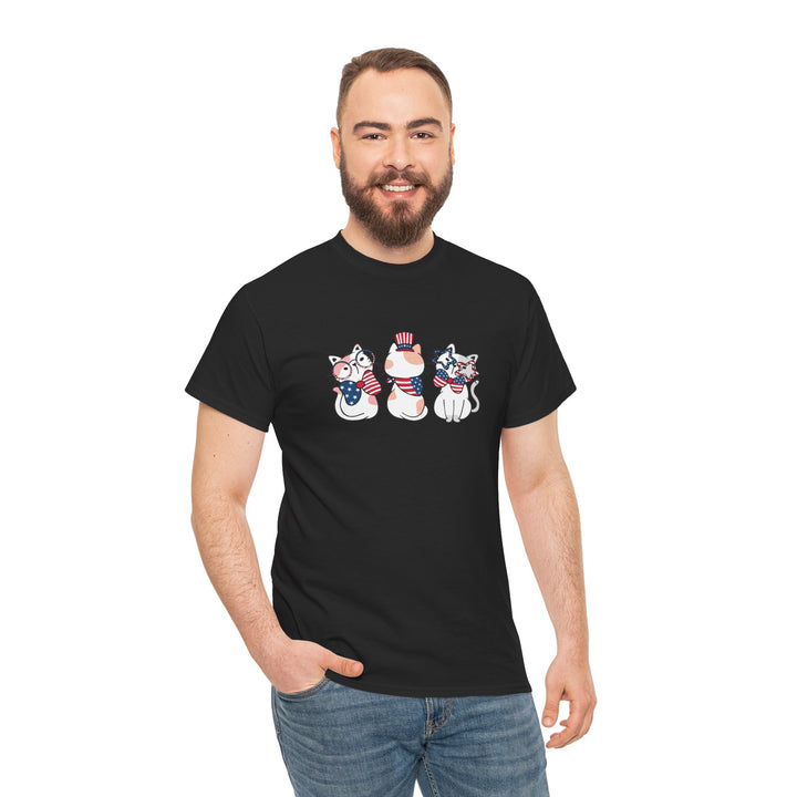 Flag Waving Cats Cotton Tee