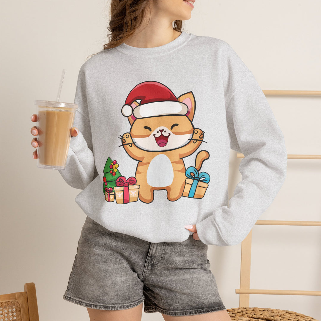 Happy Santa Cat Crewneck Sweatshirt
