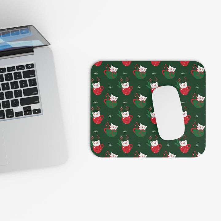Cat Christmas Cup Mouse Pad