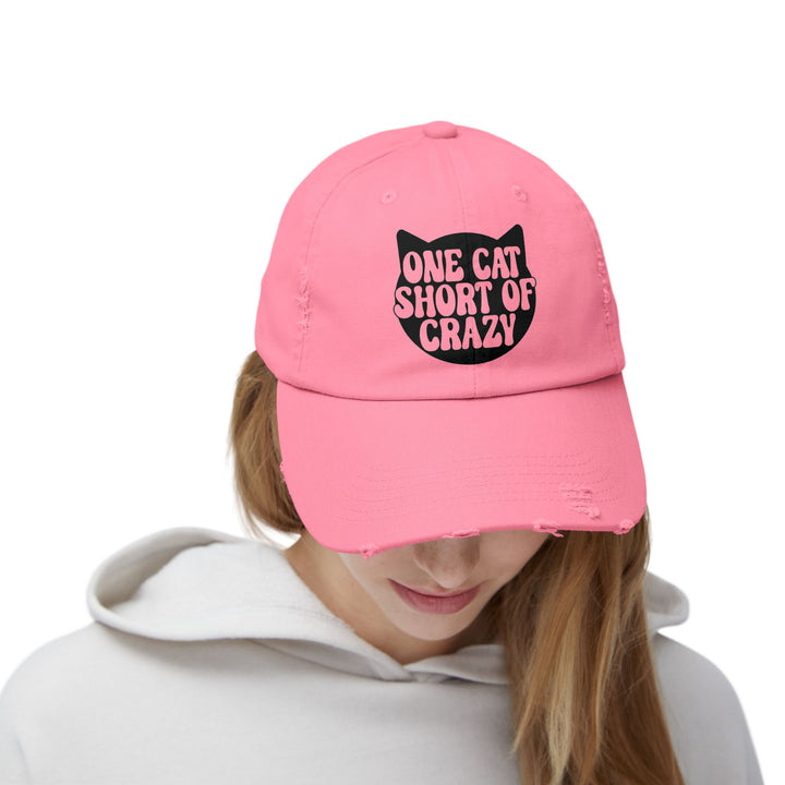One Cat Short of Crazy Unisex Distressed Hat