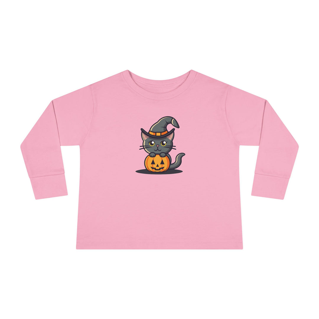 Black Halloween Cat Toddler Long Sleeve Tee