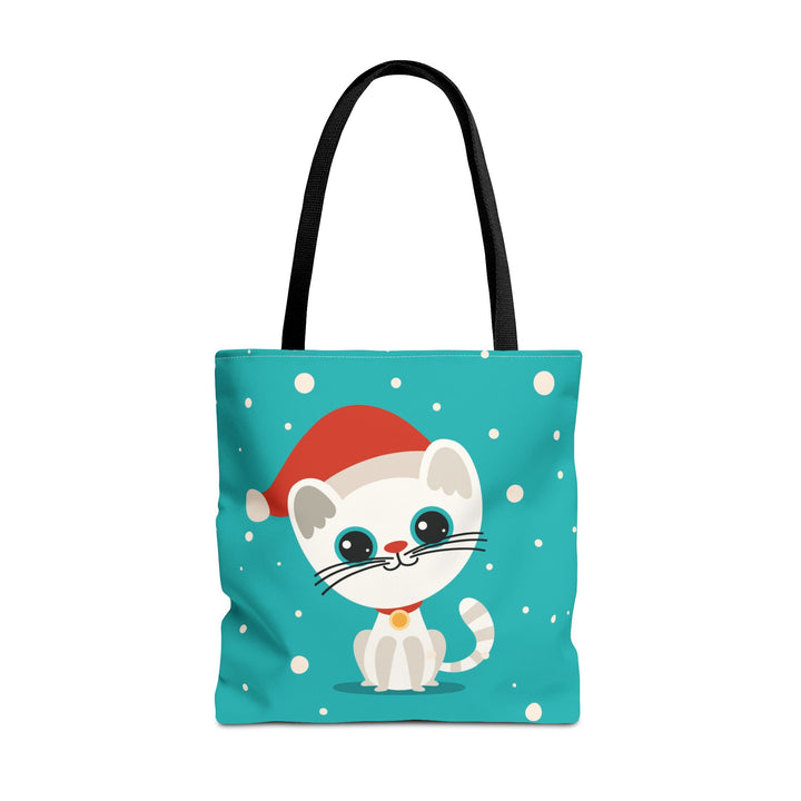 Teal Santa Cat Tote Bag
