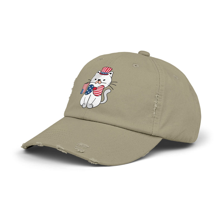 Patriotic Cat Unisex Distressed Hat