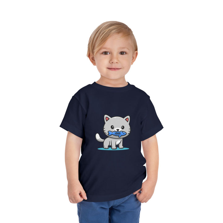 Cat Eating A Fish Toddler Tee
