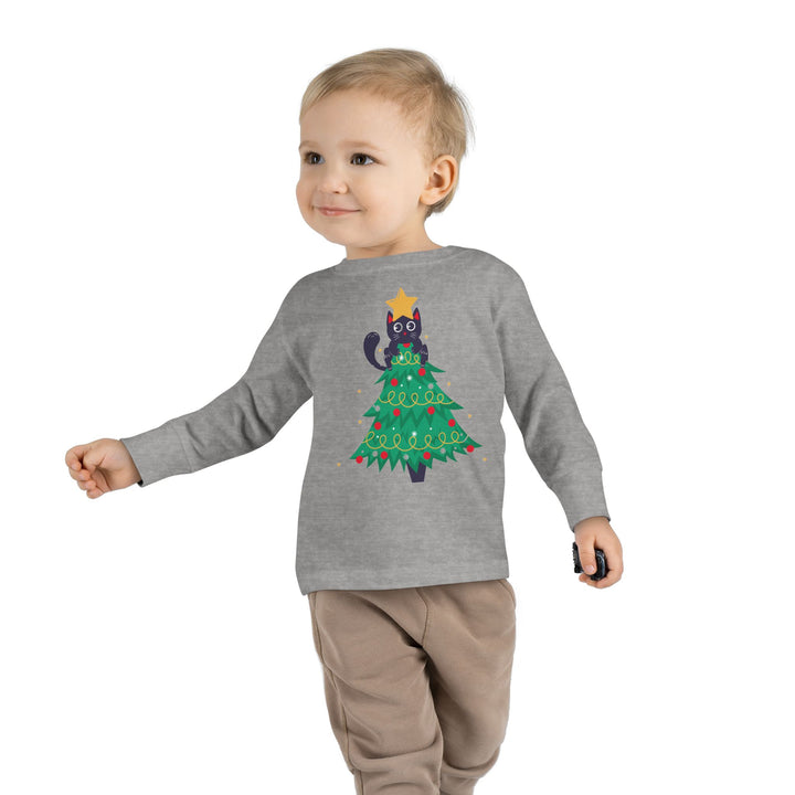 Cat Christmas Tree Toddler Long Sleeve Tee
