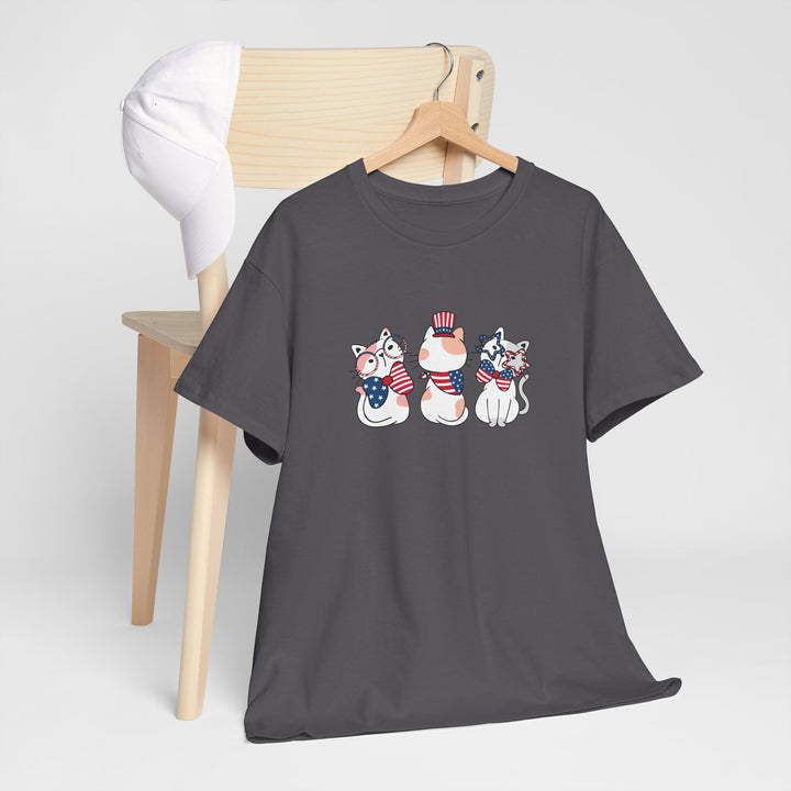 Flag Waving Cats Cotton Tee