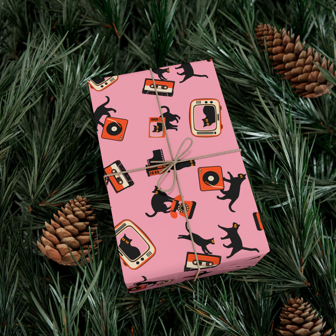 Retro Technology Cat Gift Wrap