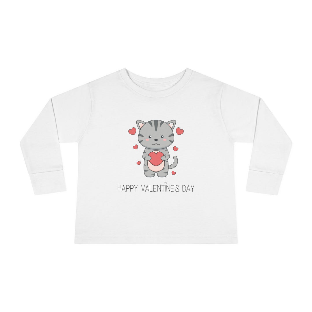 Valentine Cat Toddler Long Sleeve Tee