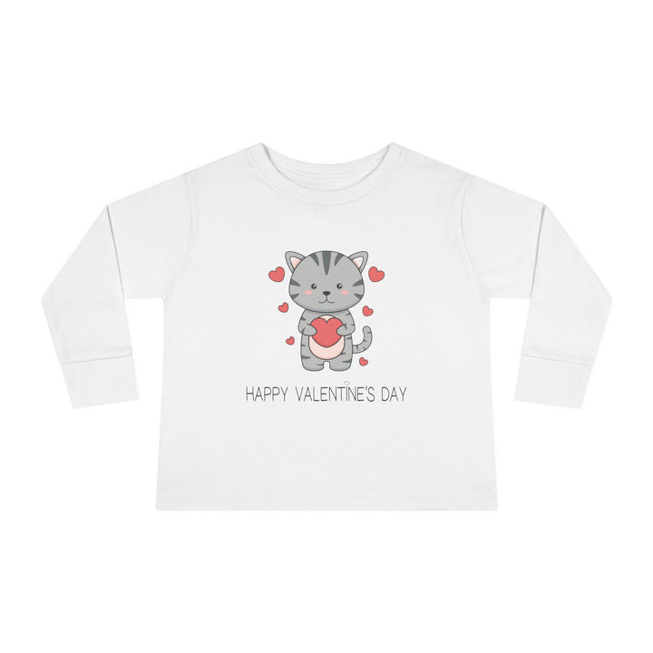 Valentine Cat Toddler Long Sleeve Tee