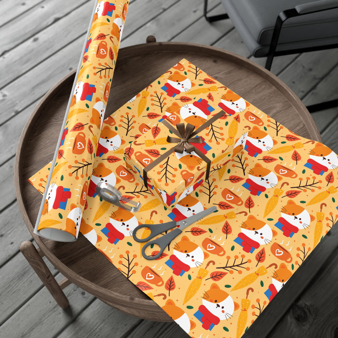 Cozy Fall Cat Gift Wrap