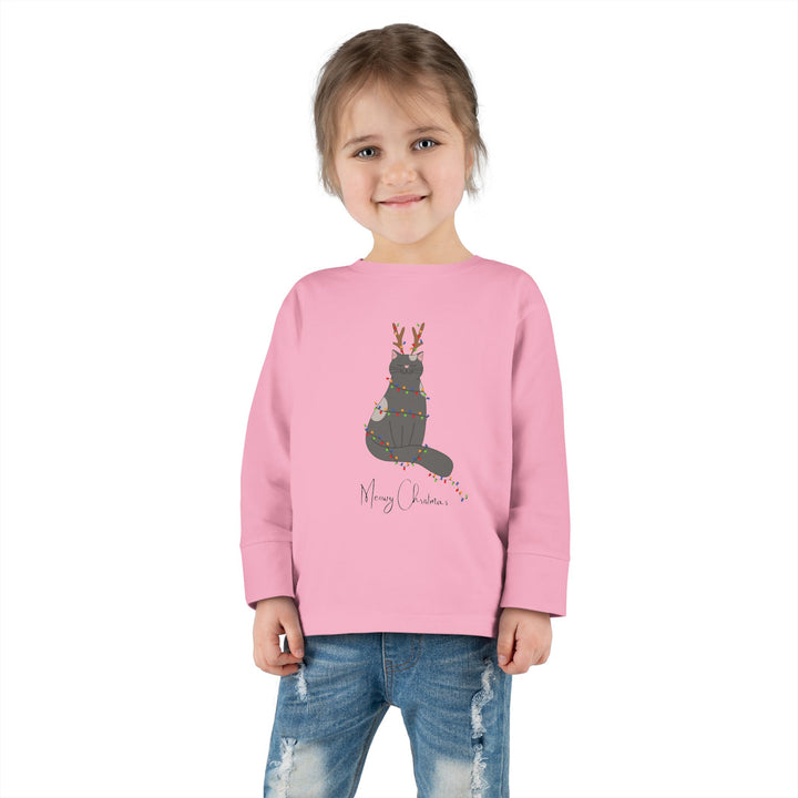 Bright Christmas Cat Toddler Long Sleeve Tee