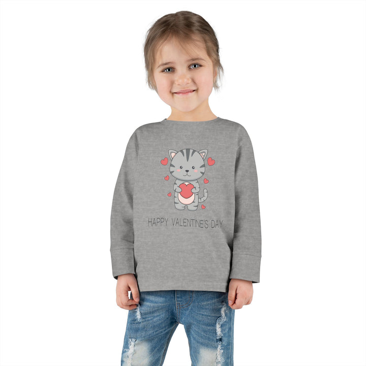 Valentine Cat Toddler Long Sleeve Tee