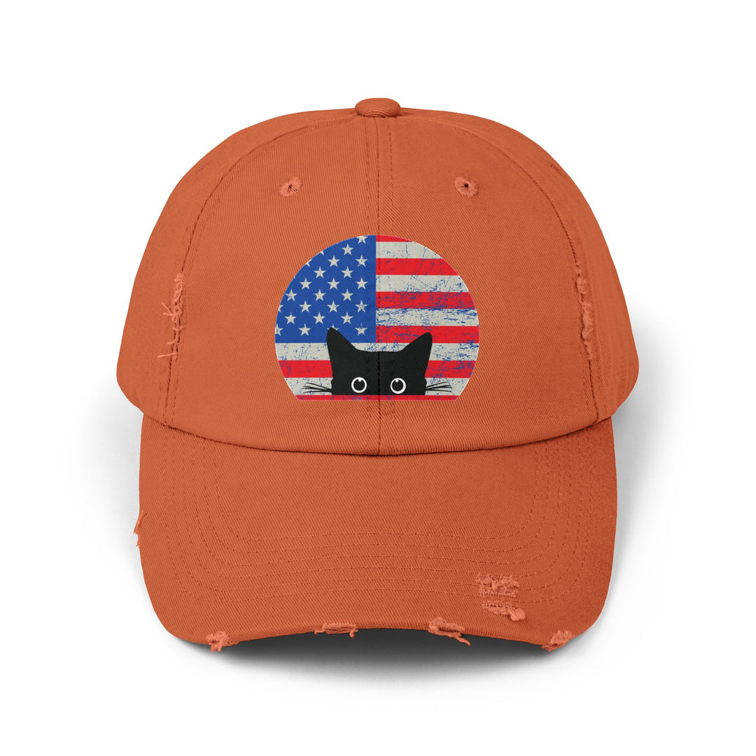 Star Spangled Kitty Unisex Distressed Hat