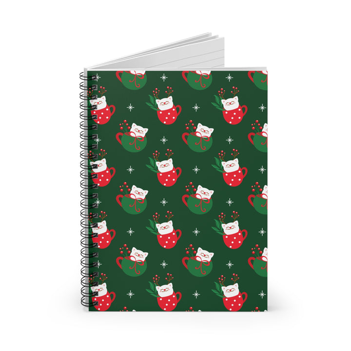 Cat Christmas Cup Spiral Notebook