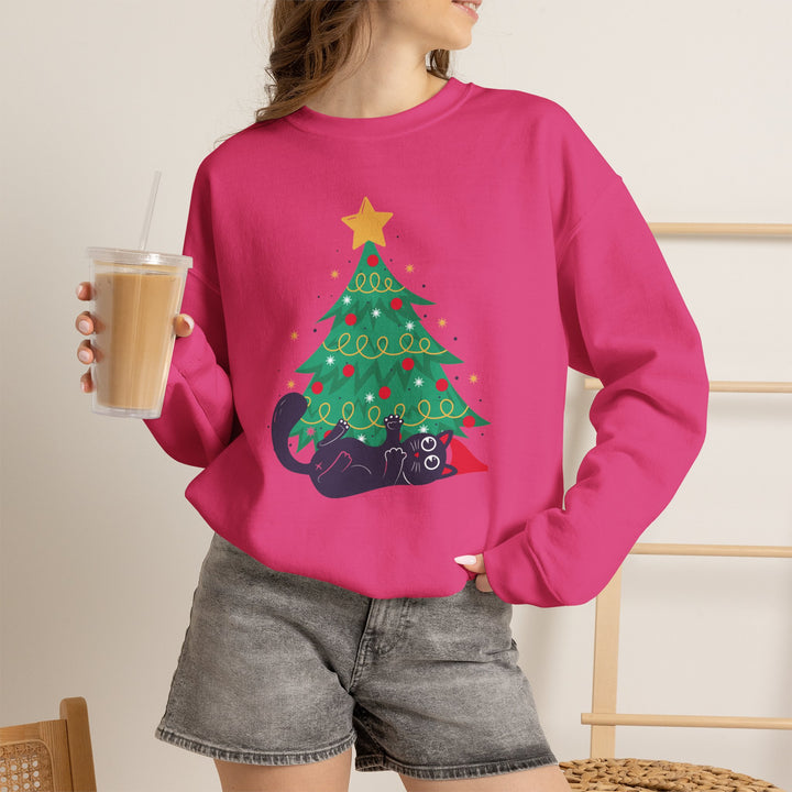 Mischievous Christmas Kitty Crewneck Sweatshirt