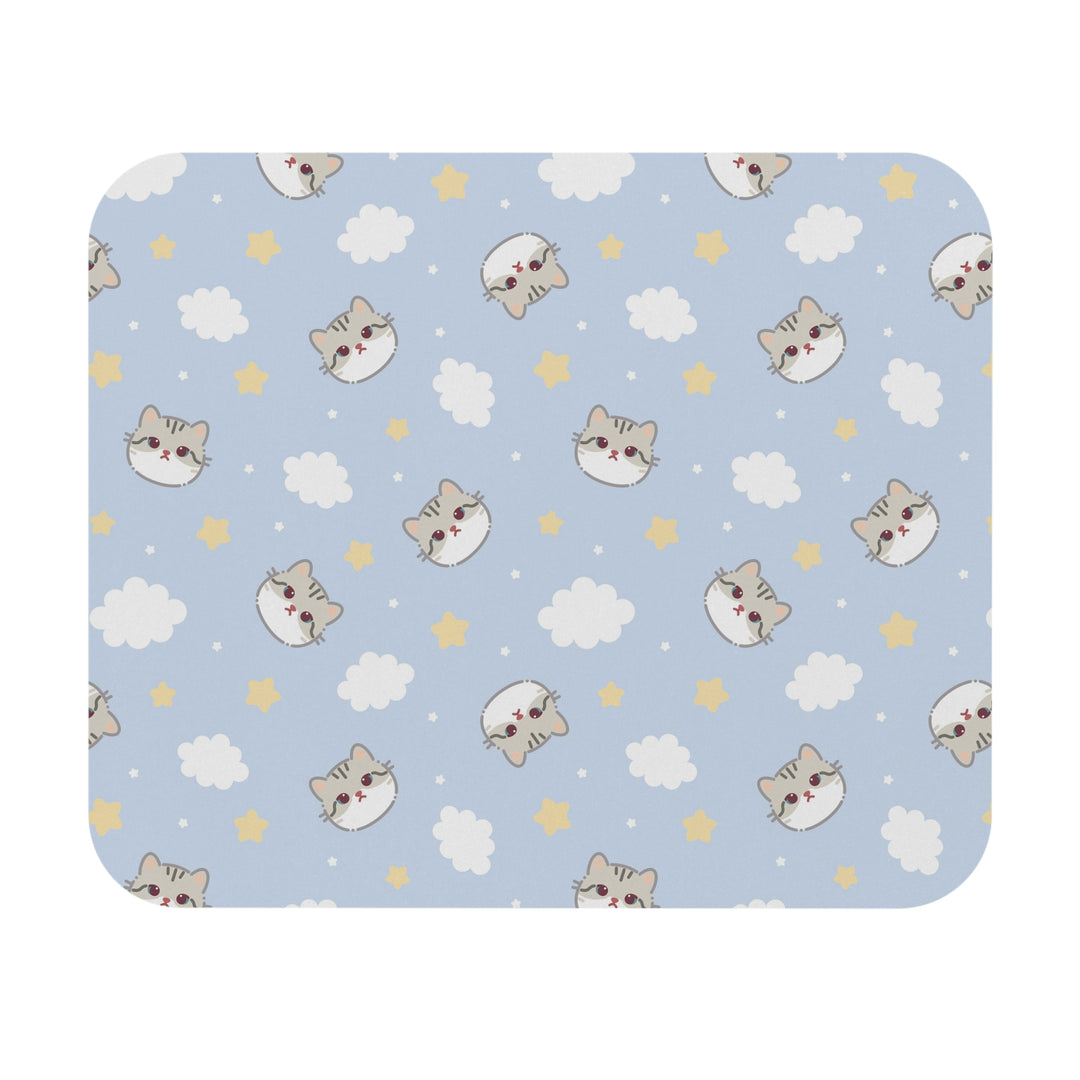 Gray Cat and Clouds Mouse Pad