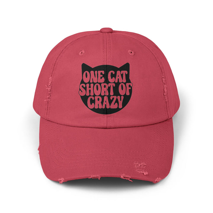 One Cat Short of Crazy Unisex Distressed Hat
