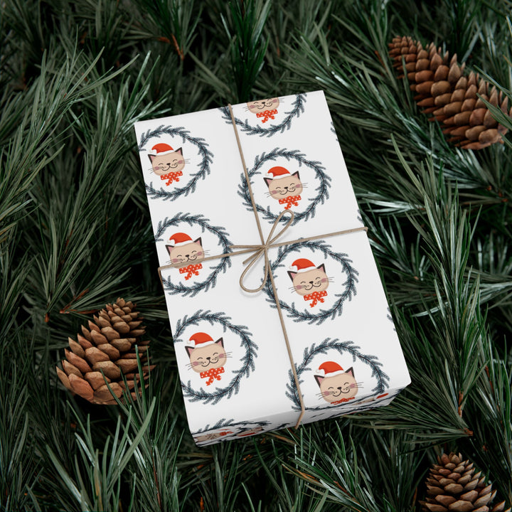 Vintage Christmas Cat Gift Wrap