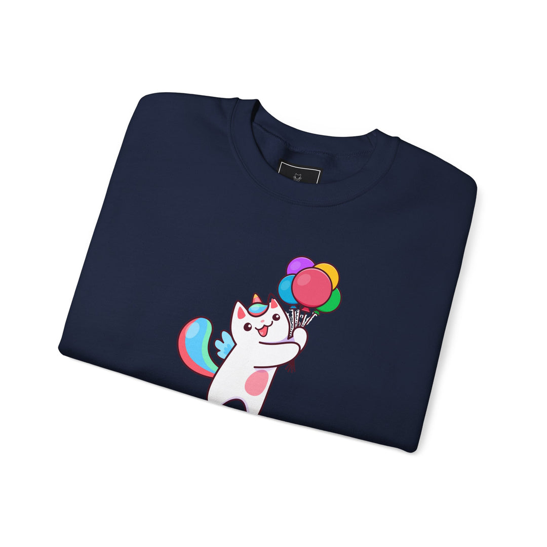 Caticorn and Balloons Unisex Crewneck Sweatshirt