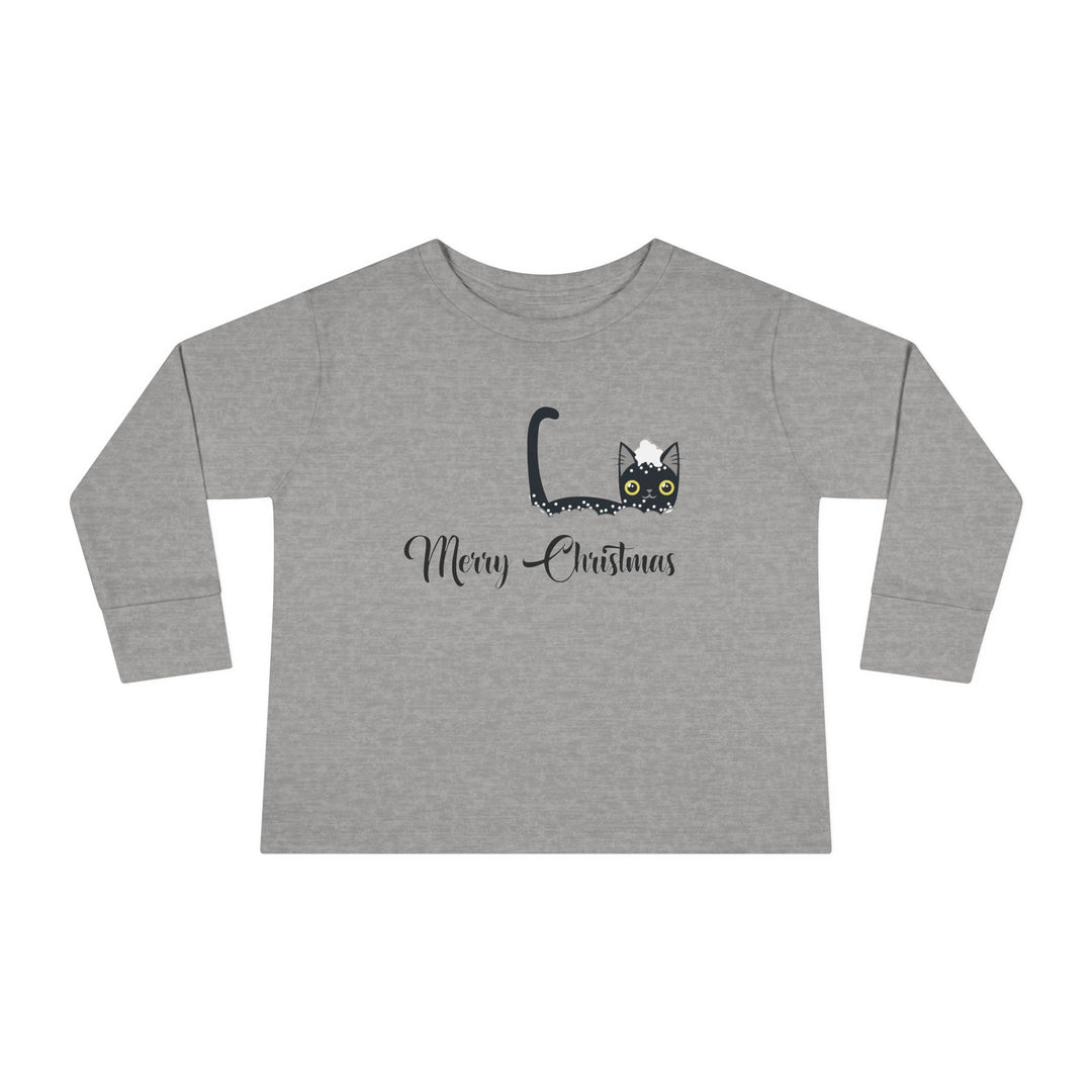Snowy Christmas Cat Toddler Long Sleeve Tee