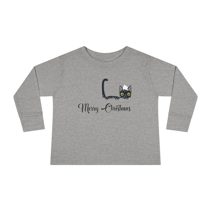 Snowy Christmas Cat Toddler Long Sleeve Tee