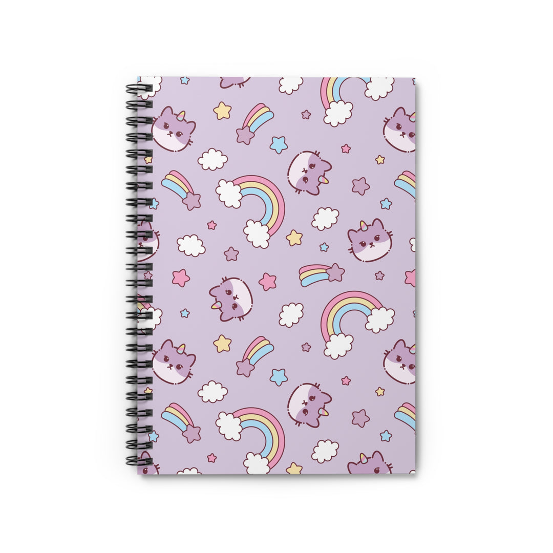 Purple Cats and Rainbows Spiral Notebook