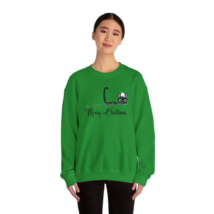 Snowy Christmas Cat Unisex Crewneck Sweatshirt