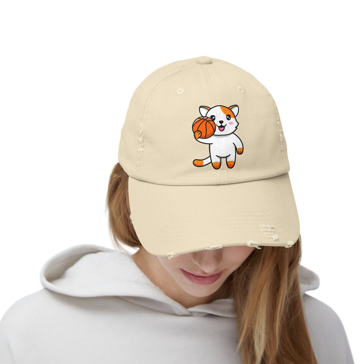 Basketball Cat Unisex Distressed Hat
