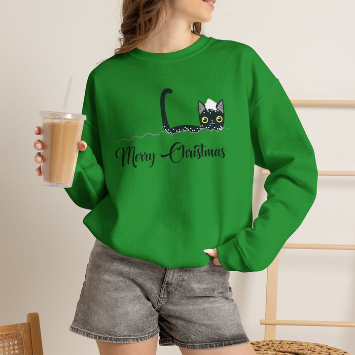 Snowy Christmas Cat Unisex Crewneck Sweatshirt