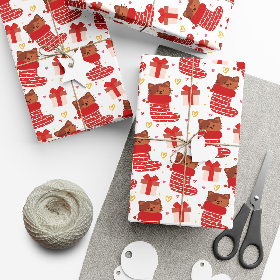 Christmas Stocking Cat Gift Wrap