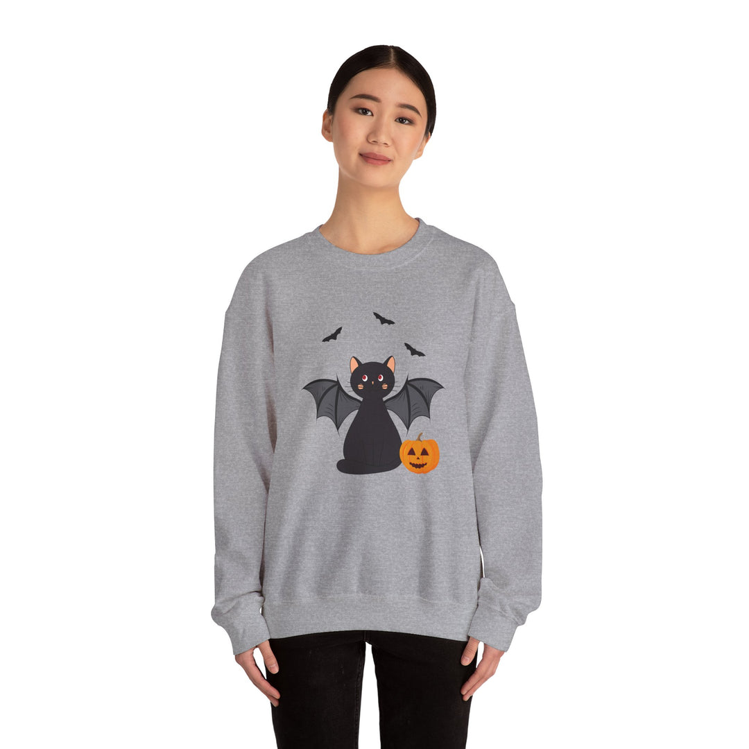 Bat Cat Halloween Crewneck Sweatshirt
