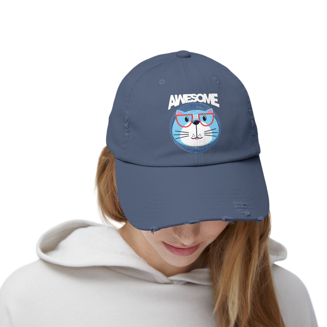 Awesome Cat Unisex Distressed Hat