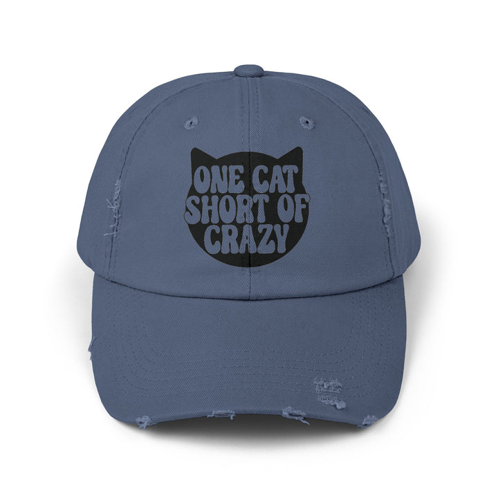 One Cat Short of Crazy Unisex Distressed Hat