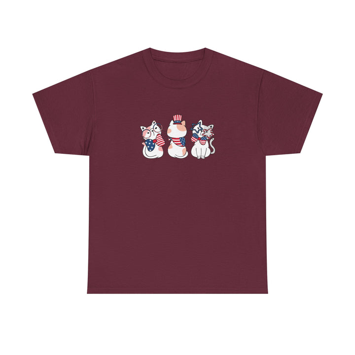 Flag Waving Cats Cotton Tee