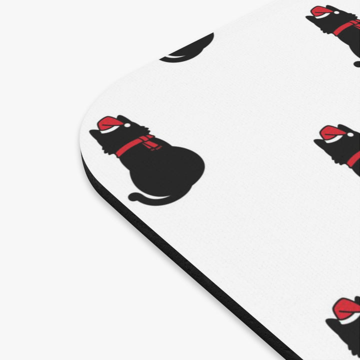Black Cat in A Santa Hat Mouse Pad