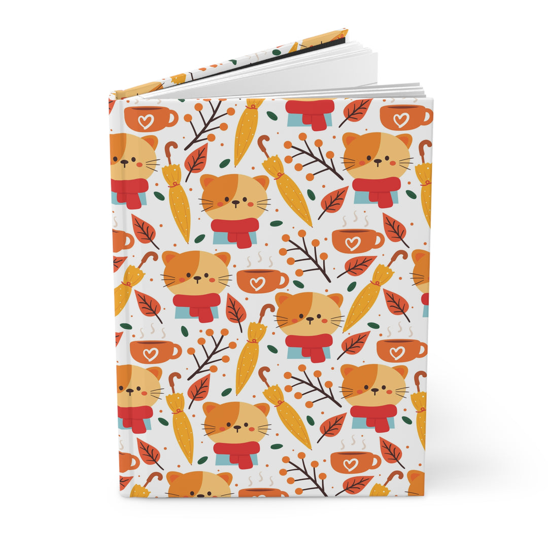 Fall Cat Hardcover Journal
